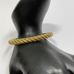 Judith Ripka Gold tone Sterling Silver Turquoise Rope Hinged Cuff Bracelet